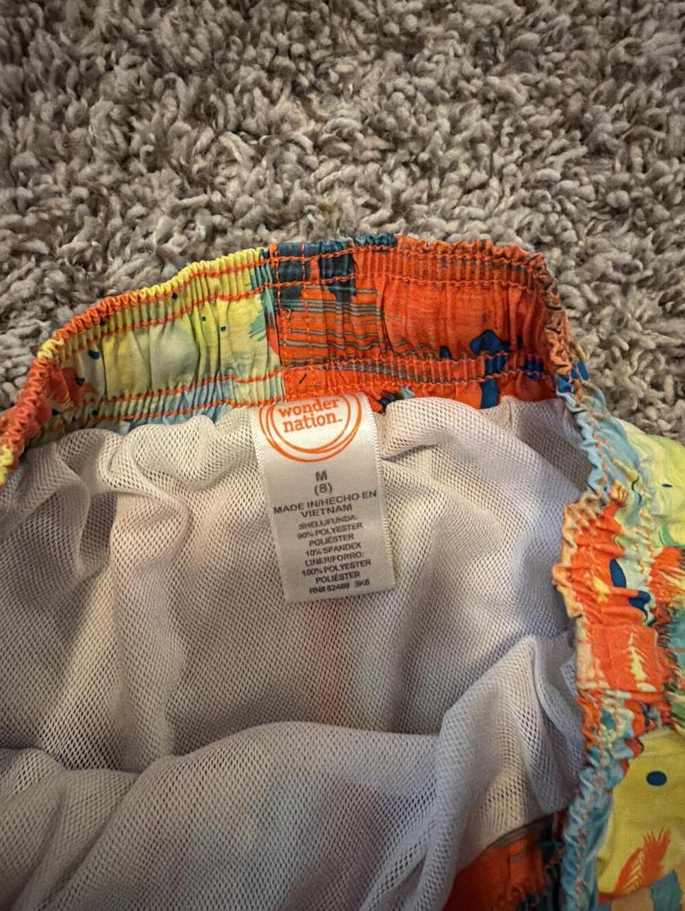 Wonder Nation Boys Swim Trunks M Blue Orange - Picture 2 of 3
